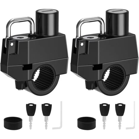 Confezione da 2 lucchetti per casco da moto, gancio da 22 mm per montaggio su manubrio, lucchetto di sicurezza per telai di moto, biciclette e portapacchi (chiavi diverse)