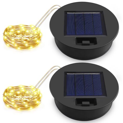 Confezione da 2 luci di ricambio per annaffiatoio solare, 7 cm, 36 LED, accessori da giardino impermeabili, bianco caldo