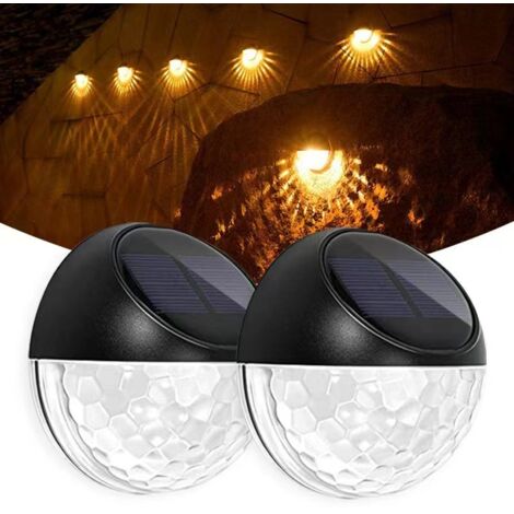 Confezione da 2 luci solari per recinzione, da esterno, da giardino, impermeabili, a LED, alimentate a energia solare, per pareti, giardino, patio, recinzione, cortile