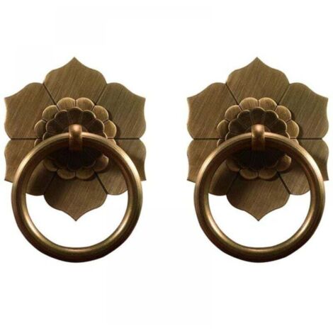 Confezione da 2 maniglie per mobili da cucina in ottone anticato da 6 cm, anelli per maniglie per cassetti e credenze, ferramenta per mobili vintage, anelli di trazione in stile retrò (bronzo antico)