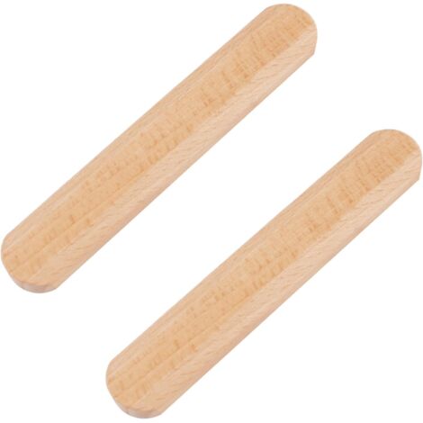 Confezione da 2 maniglie per porte scorrevoli da 140 mm in legno di faggio massello autoadesive per cassetti di armadi, finestre, porte in vetro