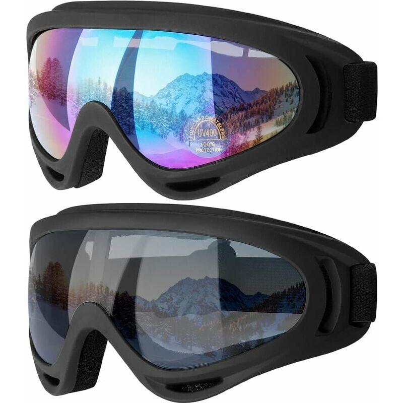 Confezione da 2 maschere da sci, occhiali da moto