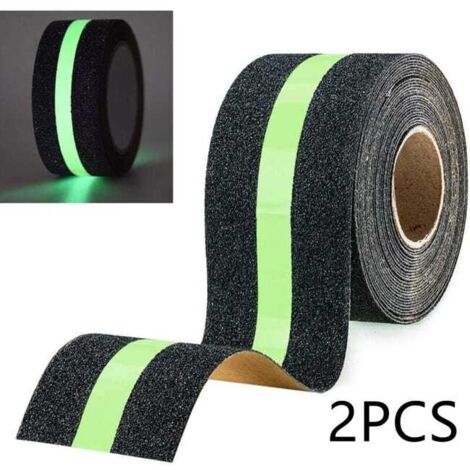 Confezione da 2 nastri antiscivolo con pellicola luminosa che si illumina al buio, nastro di sicurezza per scale e pavimenti scivolosi, 10 m x 5 cm