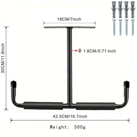 (Confezione da 2, Nero) Gancio di stoccaggio in acciaio per soffitto di garage, robusto scaffale per appendere legna, biciclette, attrezzi, legna da ardere, sistema di stoccaggio resistente