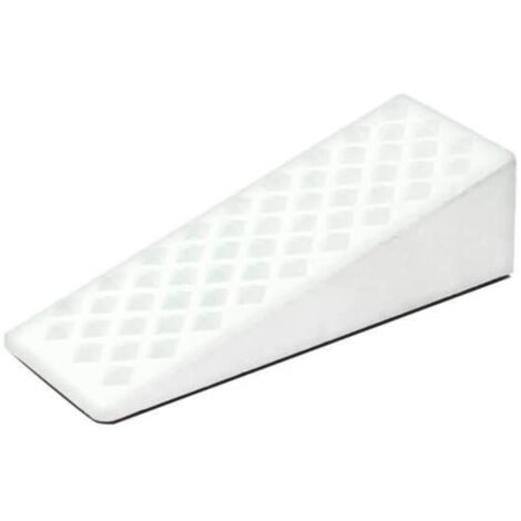 CONFEZIONE DA 2 PEZZI - FERMAPORTA ADESIVO A CUNEO - IN PLASTICA - COLORE BIANCO