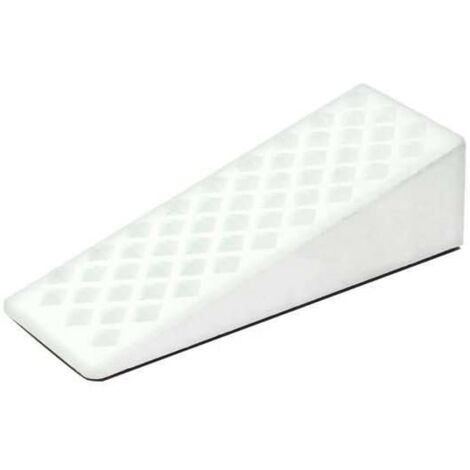 CONFEZIONE DA 2 PEZZI -  FERMAPORTA ADESIVO A CUNEO - IN PLASTICA - COLORE BIANCO