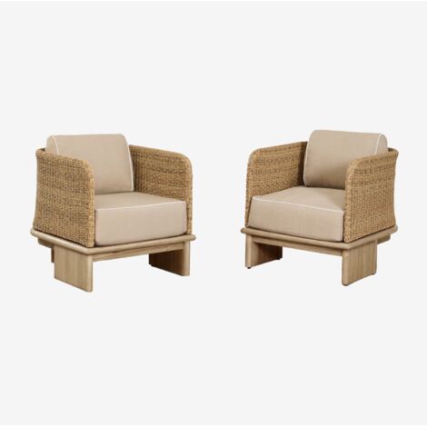 Confezione da 2 poltrone da giardino Famara in rattan e legno di acacia SKLUM