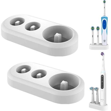 Confezione da 2 portaspazzolini, porta testine per spazzolini elettrici, per spazzolini elettrici e testine per spazzolini IO, bianco.