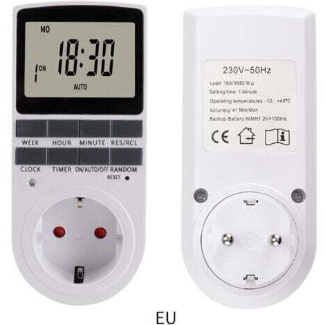 (Confezione da 2) Presa digitale programmabile con timer per il conto alla rovescia, timer digitale giornaliero/settimanale, presa elettrica programmabile con schermo LCD e modalità casuale antifurto