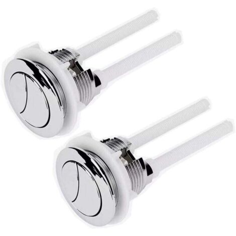 Confezione da 2 pulsanti di scarico standard per WC da 38 mm con quattro aste, pulsante di scarico doppio e accessori di ricambio (argento)