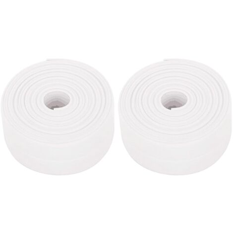 Confezione da 2 rotoli di battiscopa adesivi flessibili in PVC - 38 mm x 3,2 m - per cucina e bagno - Bianco