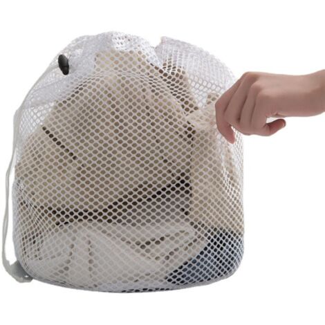 2 Sacchetti Portabiancheria Pieghevoli Con Ganci – Rete Traspirante, Pop-up, Grigio E Bianco, Per Dormitorio O Viaggio