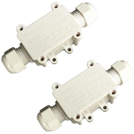 Confezione da 2 scatole di giunzione impermeabili IP68 a 2 vie - 4-9 mm e 9-15 mm (bianco)