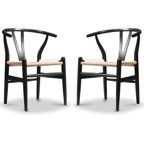 Confezione da 2 sedie da pranzo in legno - Stile scandinavo - Wish Nero