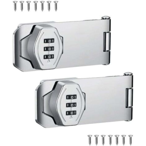 Confezione da 2 serrature di sicurezza per porte scorrevoli, serrature rotanti con combinazione argentata per armadi, porte di fienili, bagni, esterni, garage e giardini