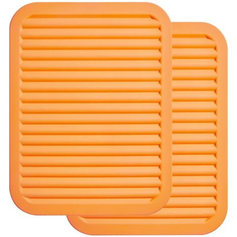 Confezione da 2 sottopentola in silicone per pentole e padelle calde, vero silicone resistente al calore, multifunzionale, sottopentola durevole per piatti caldi, porta cucchiaio (arancione)