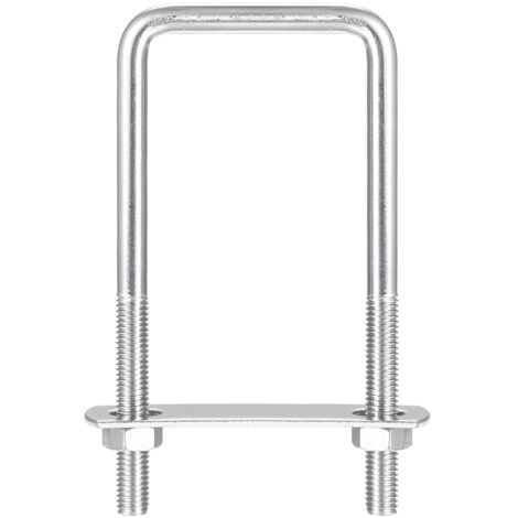 Confezione da 2 staffe di fissaggio con bullone a U in acciaio inox M12 - 60x150mm - con piastra di supporto e dadi M12 - staffe di fissaggio per rimorchi, camion, furgoni, portapacchi