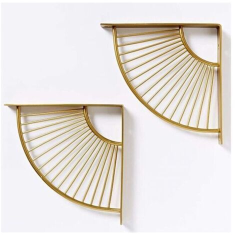 Confezione da 2 staffe per mensole triangolari Gold Wave da 25×25 cm, staffe per mensole da parete, rinforzi angolari resistenti per casa, ufficio, sala da pranzo, ecc.