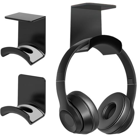 Confezione da 2 supporti per cuffie - Ganci adesivi universali per cuffie da gioco per tavolo e parete - Nero - Organizer da scrivania
