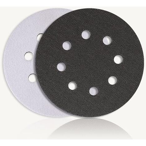Confezione da 2 tamponi abrasivi in spugna morbida a 8 fori per levigatrice, protezione antiurto e antirumore (125 mm)