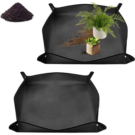 Confezione da 2 tappetini per piante da giardinaggio in polietilene verde, impermeabili, per piante grasse (50 x 50 cm)