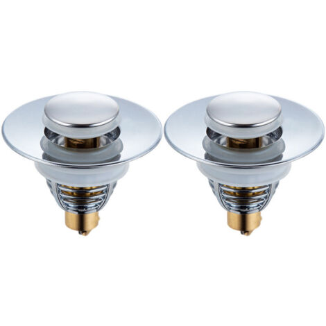 Confezione da 2 tappi pop-up universali per lavello, per vasca da bagno, cucina, lavello (foro di scarico da 32 a 42 mm)
