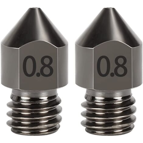 Confezione da 2 ugelli MK8 in acciaio temprato da 1,75 mm, materiali di consumo in acciaio temprato resistenti all'usura - 0,8 mm