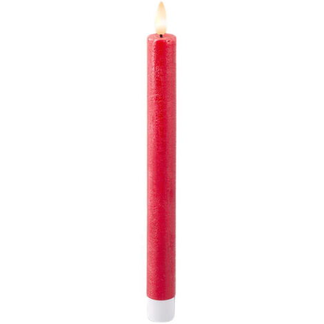 Confezione da 2 unità di candela LED a cera liscia Ø2,2x24,5 cm LUMINEO – Rosso