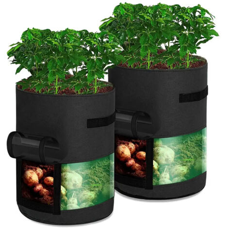 Confezione da 2 vasi da 10 galloni traspiranti - per verdure, fragole, patate - Borsa resistente 35 cm x 45 cm