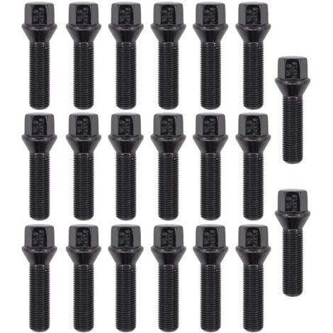 Confezione da 20 bulloni conici per ruote in lega M14 x 1,5 - 45 mm - Neri