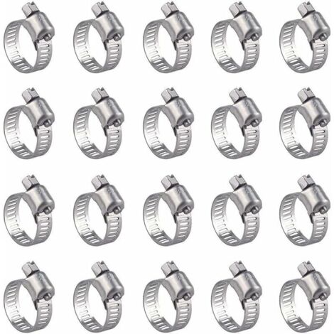 Confezione da 20 fascette stringitubo in acciaio inossidabile - Regolabili (16-25 mm), resistenti alla ruggine, per il fissaggio dei tubi