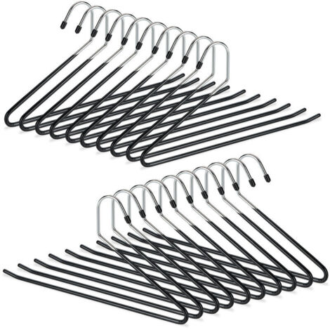 Confezione da 20 grucce per pantaloni nere da 35 cm in metallo con rivestimento antiscivolo in PVC