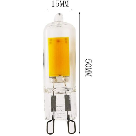 Confezione da 20 lampadine LED G9 da 5W, luce bianca calda 3000K. Sostituiscono le lampadine alogene da 40W. Efficienti dal punto di vista energetico, 400 lm. Angolo del fascio luminoso di 360°. Dimme