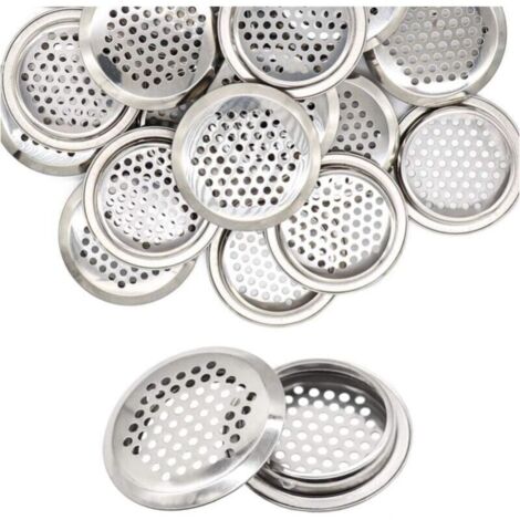 Confezione da 20 prese d'aria rotonde da 53 mm, griglie di ventilazione in acciaio inossidabile color argento per cucina, bagno, armadio, libreria, scarpiera