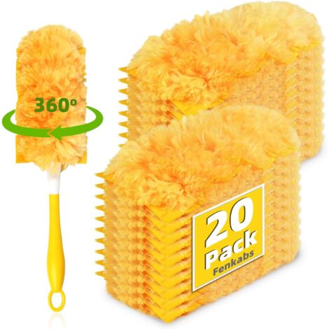 Confezione da 20 ricariche per spolverino 360, set di spolverini robusti e inodori, ricariche per spolverini usa e getta con 1 manico per la pulizia di mobili, tende, ventilatori a soffitto