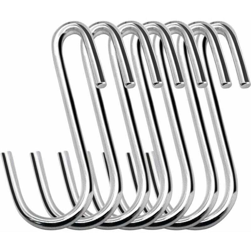 Image of XVX - Confezione da 20 robusti ganci a s da 6 cm per cucina, bagno, camera da letto e ufficio (confezione da 20, piccoli, argento)