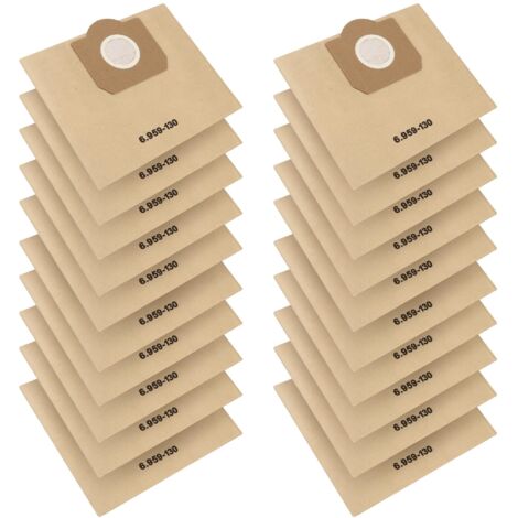 Confezione da 20 sacchetti per aspirapolvere adatti per Karcher 6.959-130.0 WD3, sacchetti filtro in carta per Karcher 6.959-130.0 WD3/WD3P/MV3/A2204/A2204/A2534/SE 4001/SE 4002
