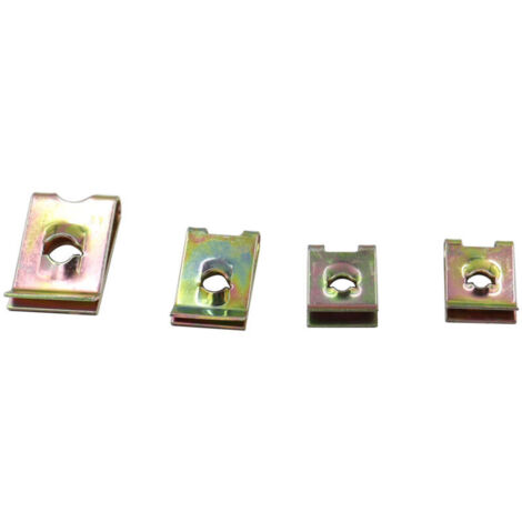 Confezione da 200 clip a U e viti per carrozzeria, dadi e bulloni in metallo per clip di fissaggio per auto, clip di fissaggio in metallo a forma di U con vite autofilettante a testa esagonale,