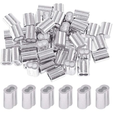 Confezione da 200 manicotti a crimpare in alluminio da 2,5 mm per cavi e funi in acciaio (200 pezzi)