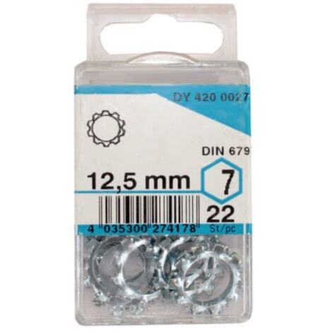 CONFEZIONE DA 22 PEZZI - RONDELLE DENTELLATE IN ACCIAIO ZINCATO 12,5MM