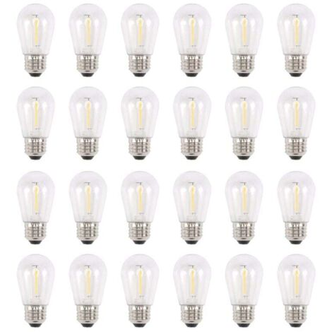 Confezione da 24 lampadine LED solari da esterno S14 3V, infrangibili, bianco caldo