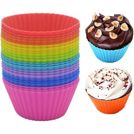 Tazze da forno in silicone per cupcake per muffin cupcake 24 confezioni in 6 colori arcobaleno muffin riutilizzabili antiaderenti 