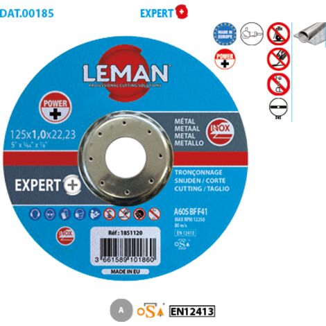 Confezione da 25 dischi da taglio piani sottili in acciaio inossidabile Industria Expert + ø 125 alesaggio 22,23 spessore 1,6 mm