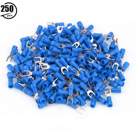 Confezione da 250 terminali a crimpare isolati per cavi elettrici (blu)