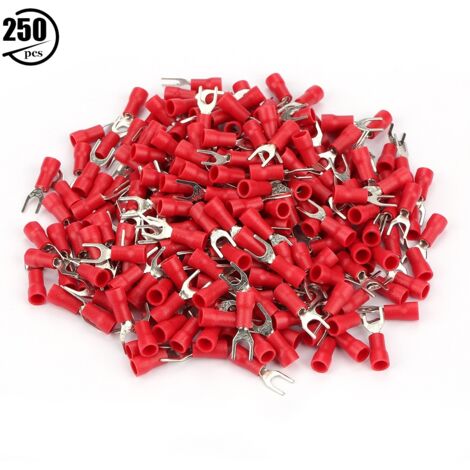 Confezione da 250 terminali a crimpare isolati per cavi elettrici (rosso)