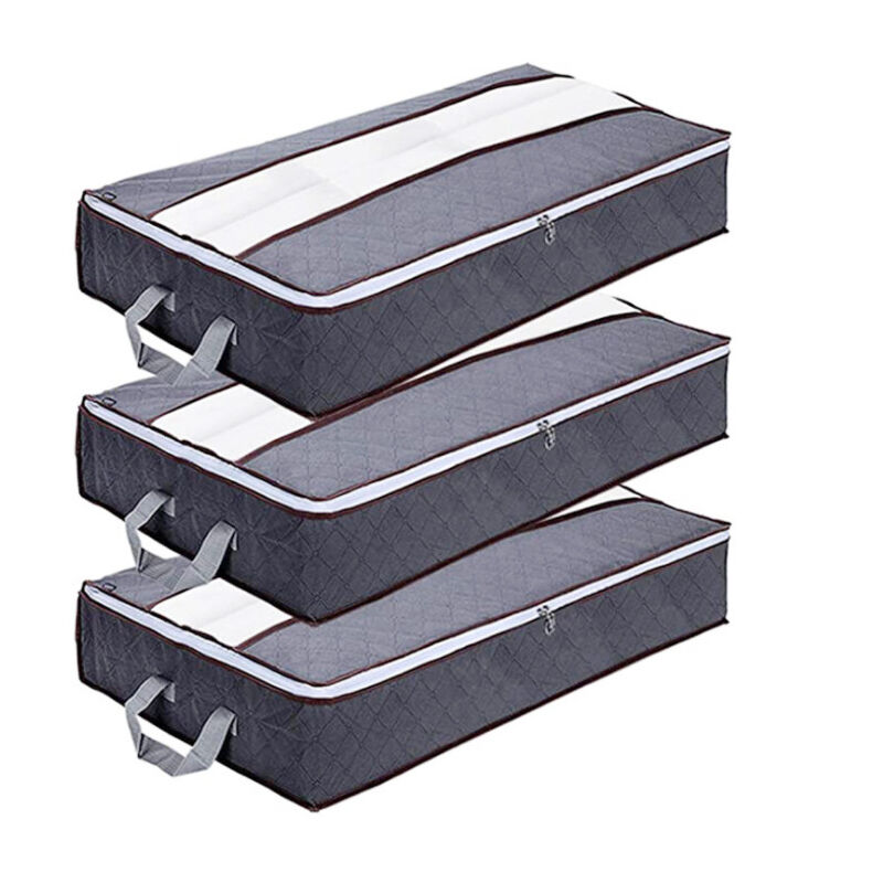 Image of Confezione da 3 cassettiere sotto il letto, Withosent Scatola portaoggetti sotto il letto Borsa portaoggetti pieghevole in tessuto non tessuto