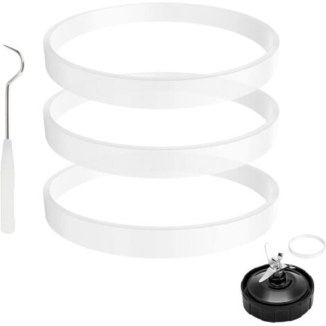 Confezione da 3 guarnizioni in gomma di ricambio, anello bianco, per frullatore Nutri Ninja, compatibile con gli spremiagrumi Ninja Auto-iQ Pro CT680, BL456-30, BL480, BL681A e BL682 (guarnizioni da 3
