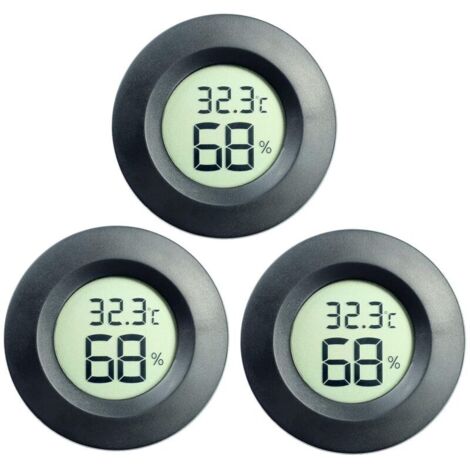 Confezione da 3 igrometri/termometri digitali LCD per umidificatori, deumidificatori, serre, cantine, camerette per bambini (nero)