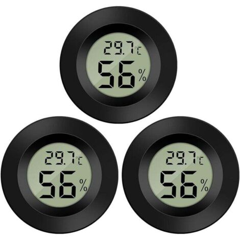 Confezione da 3 igrometri/termometri digitali LCD per umidificatori, deumidificatori, serre, cantine e camerette dei bambini.