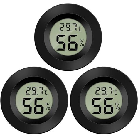Confezione da 3 igrometri, termometri e misuratori di umidità digitali LCD per umidificatori, deumidificatori, serre, seminterrati, camerette per bambini